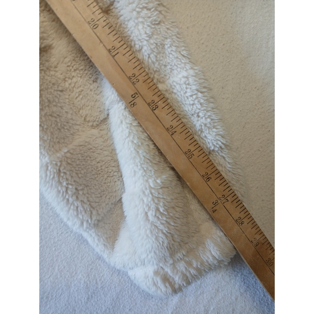 Fuzzy cozy checkered american eagle cropped hoodie 1/2 zip plush lounge cream - Picture 5 of 9